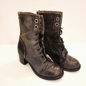ZiGi girl Distressed Grey Combat Boots (6.5)
